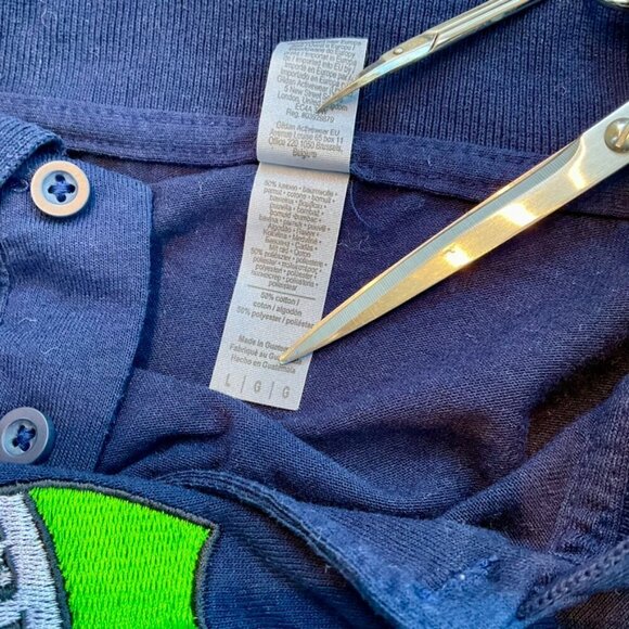 Gildan Shirt Polo Ireland Crest Blue Cotton Embroidered Patch Short Sleeve (L) - Picture 7 of 7